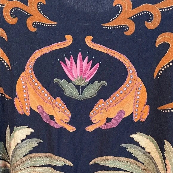 Farm Rio Floral Black and Pink Women's T-Shirt Dress - Picture 6 of 6